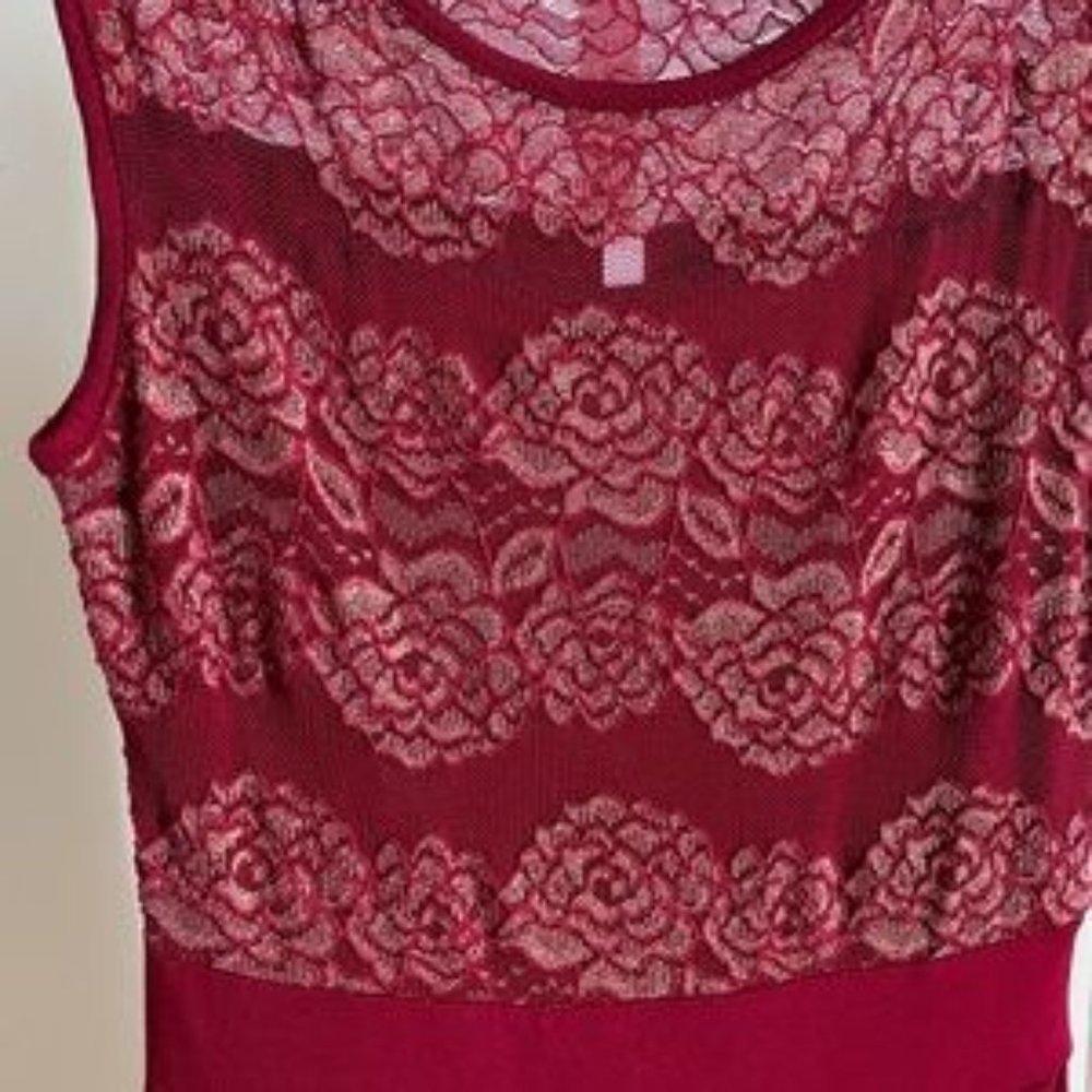 Gilli Clothing Red Flowy Dress with Gold Flower Detail | Wedding Guest